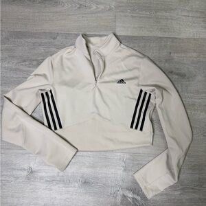 Adidas Cream Quarter-Zip Cropped Top